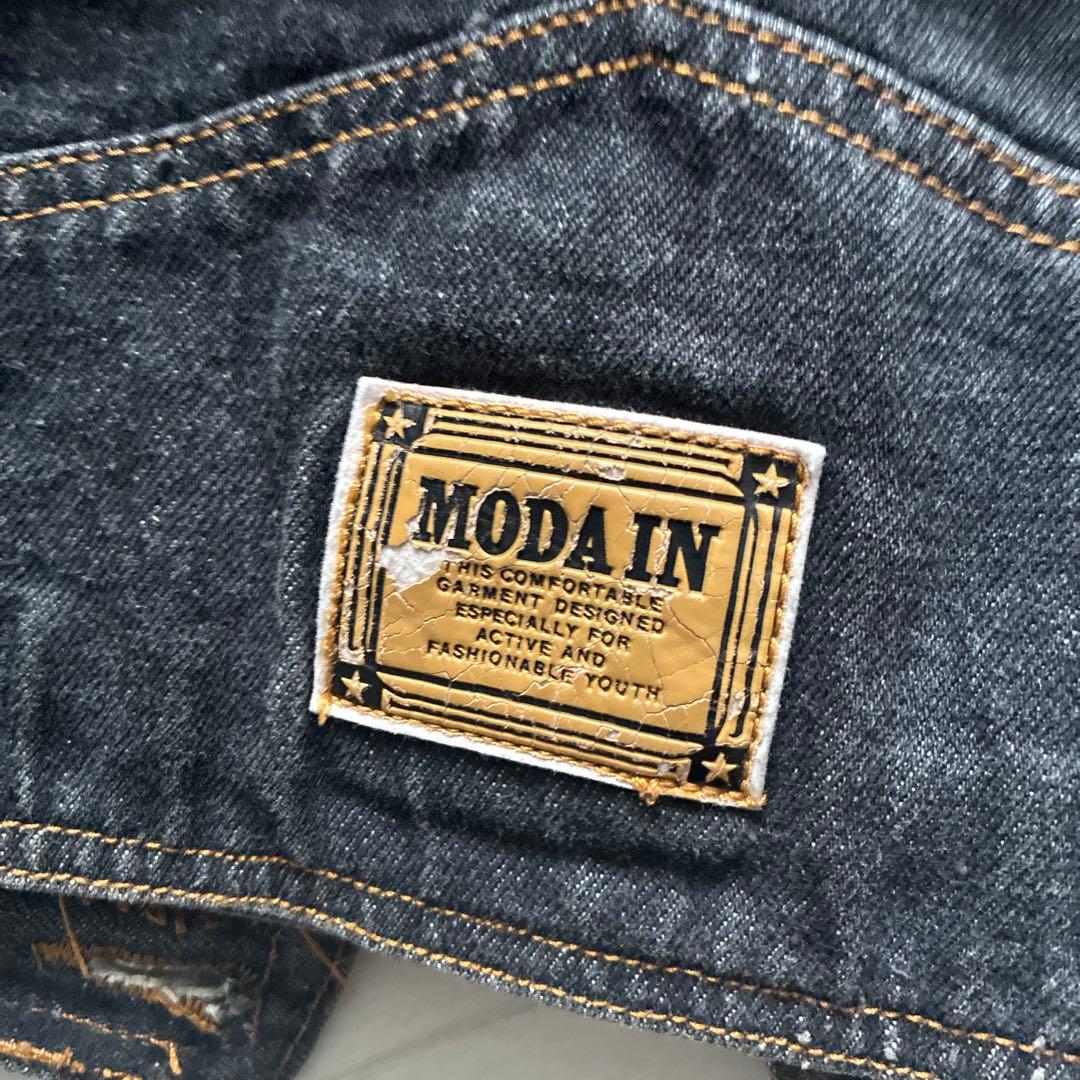 MODA IN ブラック クロップドデニムジャケット　古着