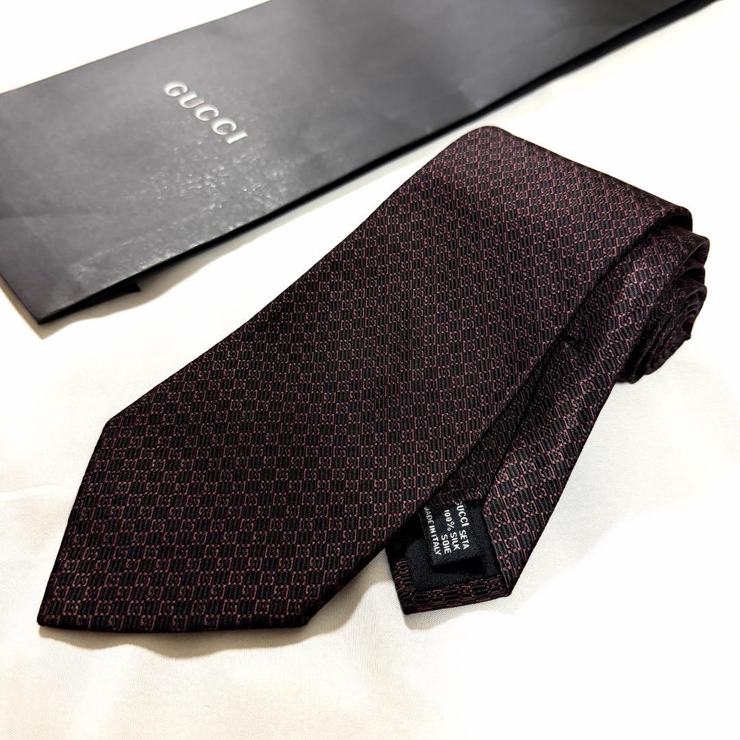 ★美品★GUCCI ネクタイ ブラウン シルク