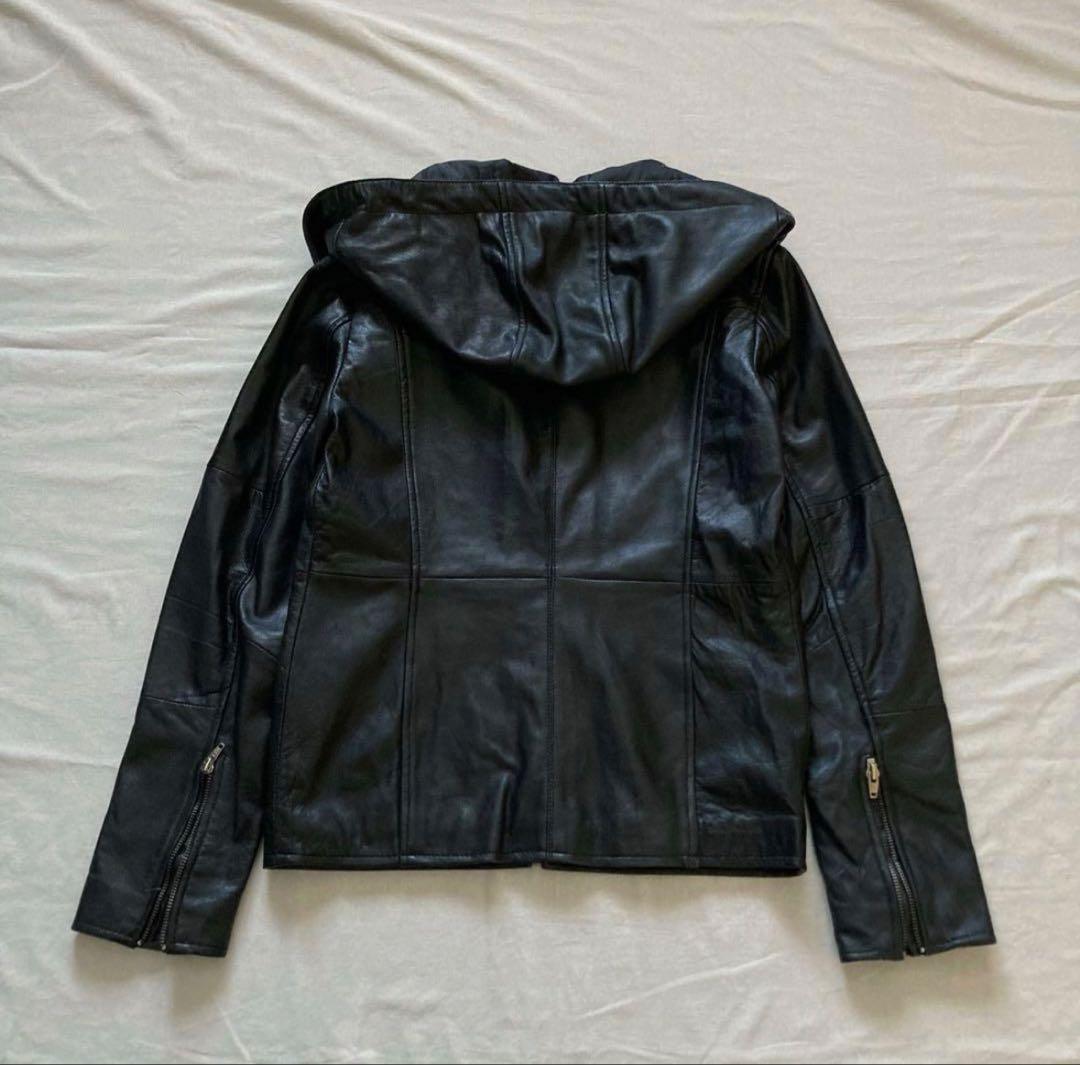 ジャケット・アウター hooded real leather jkt y2k black grunge