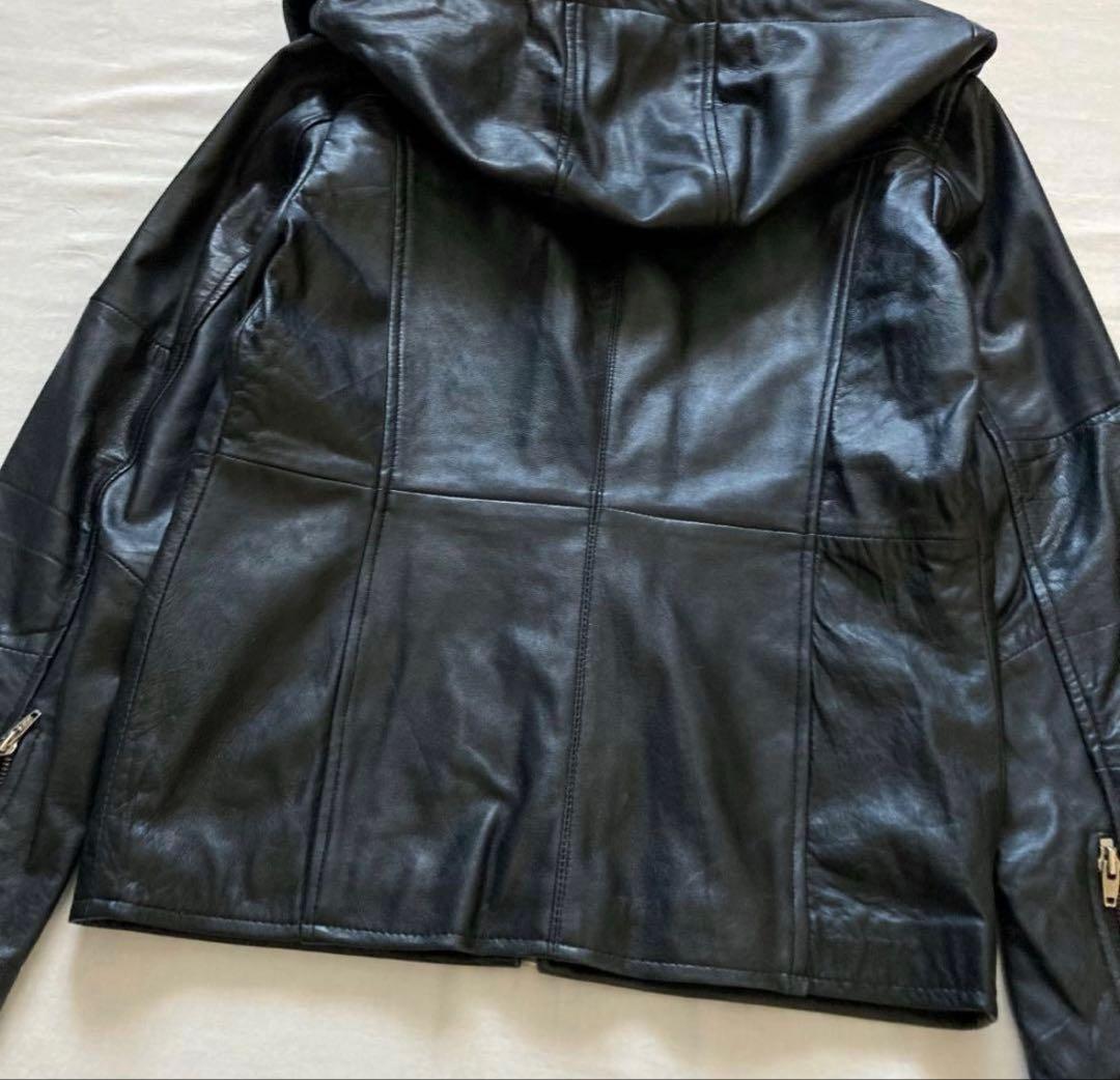 ジャケット・アウター hooded real leather jkt y2k black grunge