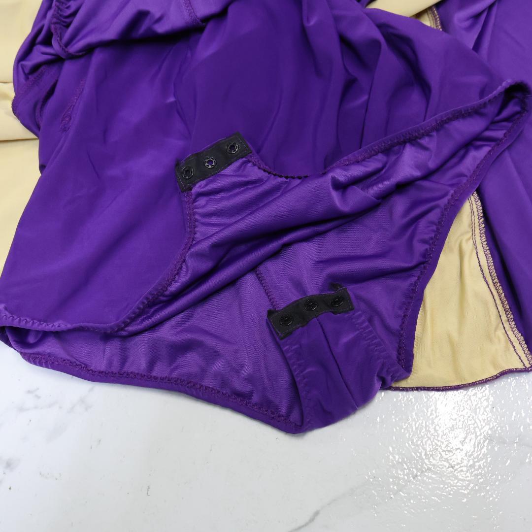 【美品 社交ダンス衣装】パープル ワンピース ドレス 紫 レース 濃い 無地