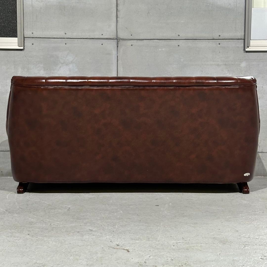 ★70s★ 美品 恵比須工芸社 応接ソファ 3人掛け 昭和レトロ ダイヤステッチ