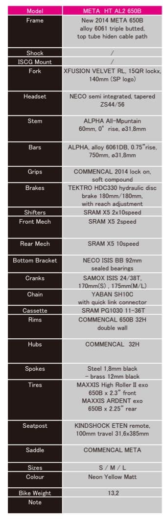 【引き取り限定】MTB コメンサル  HT AL2 650B 27.5