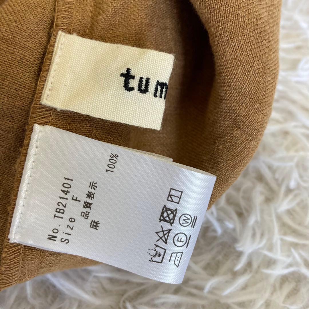 tumugu: ソリトリネンツイル2WAYエプロンワンピース　ブラウン