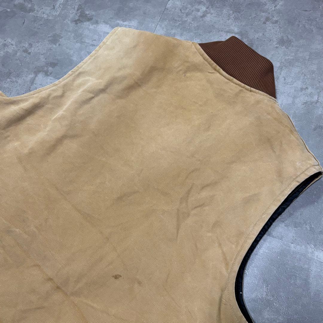 90s USA製 ✨ Carhartt ダック地ベスト フェード キルティング