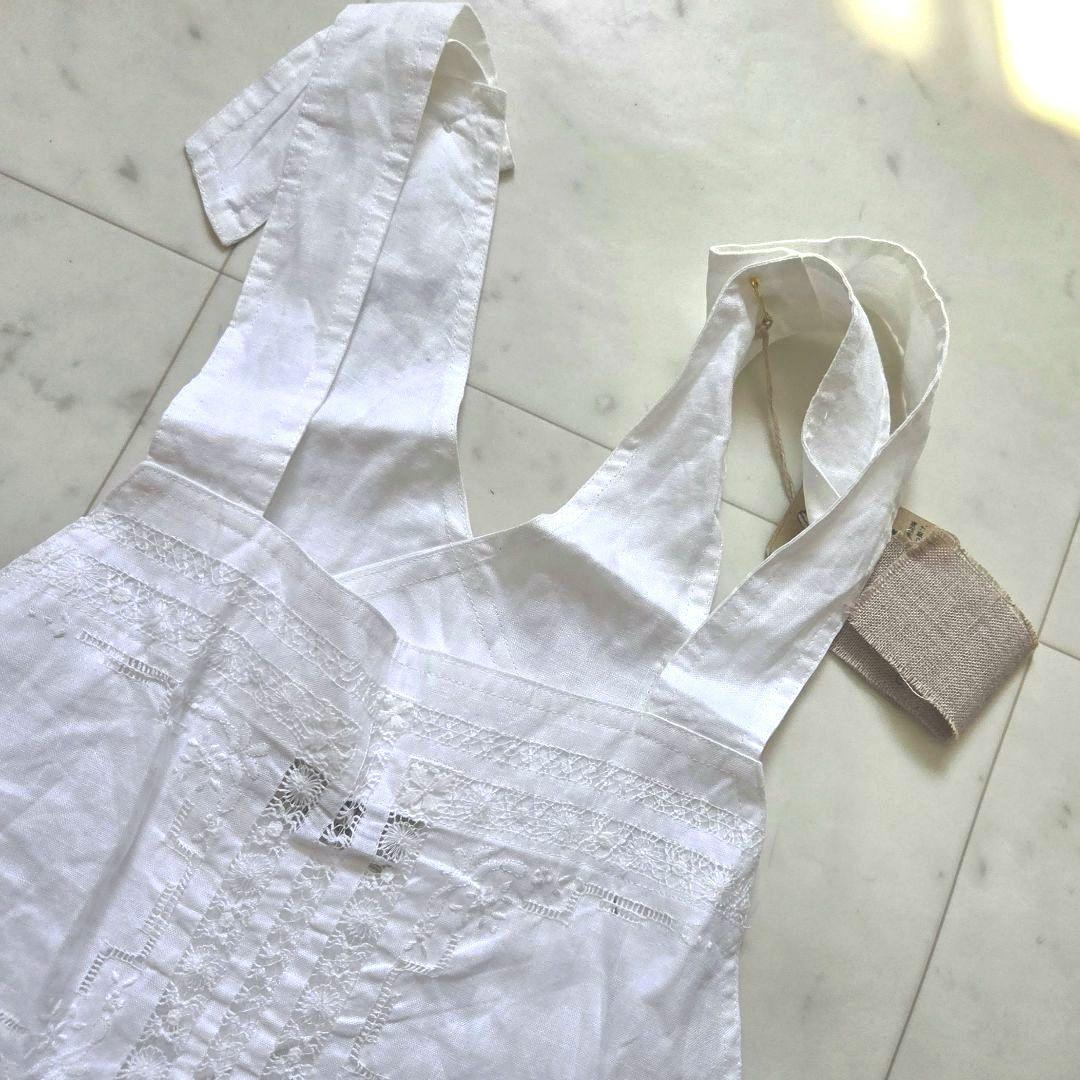 新品　ヴラスブラム Vlas blomme　リネン　レース　ベスト　エプロン