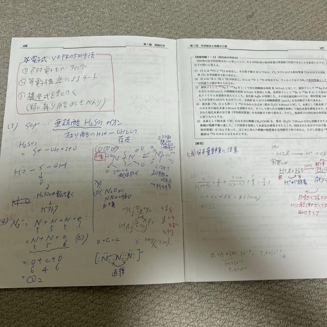 鉄緑会　高3化学発展講座受験科2024年第1回〜第24回テキストと補足プリント