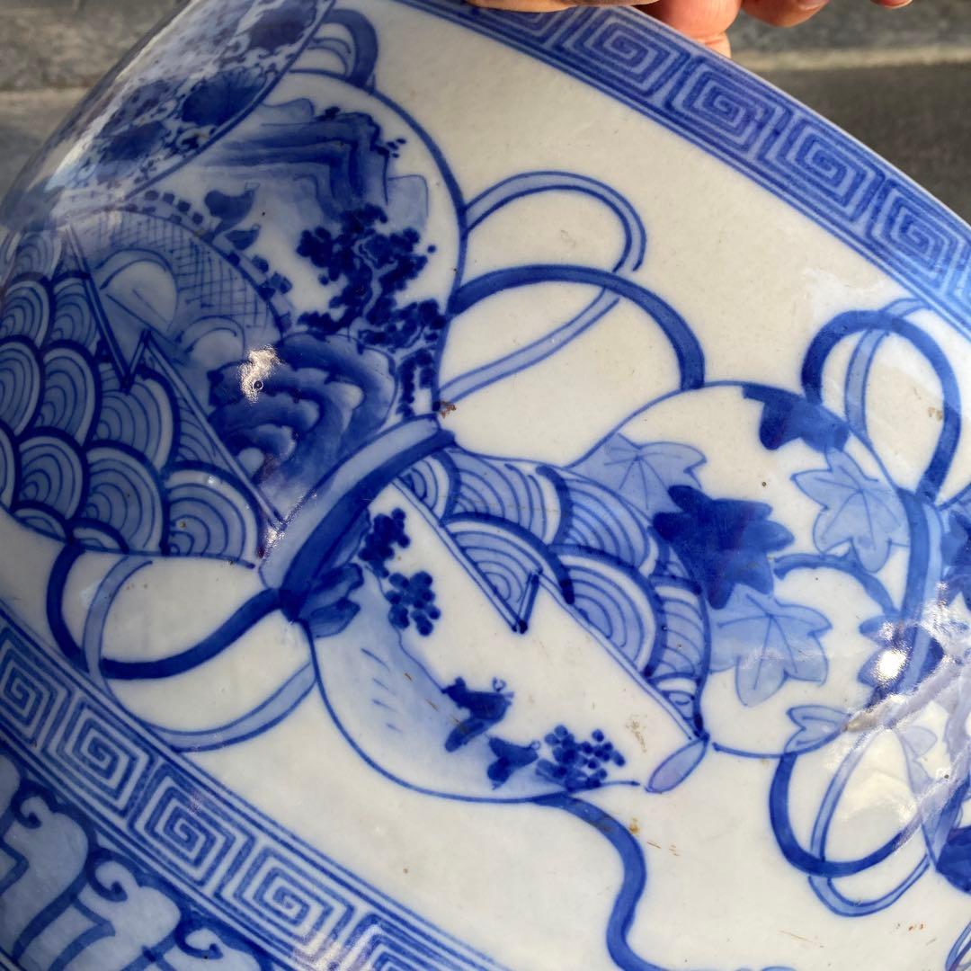 専用　明治大正時代頃の瓢箪図火鉢42cm28cm