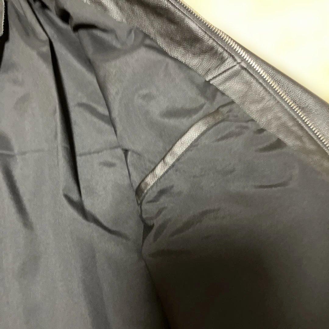 美品　FORTIME 本革　シングルライダースジャケット　　ブラック　4XL