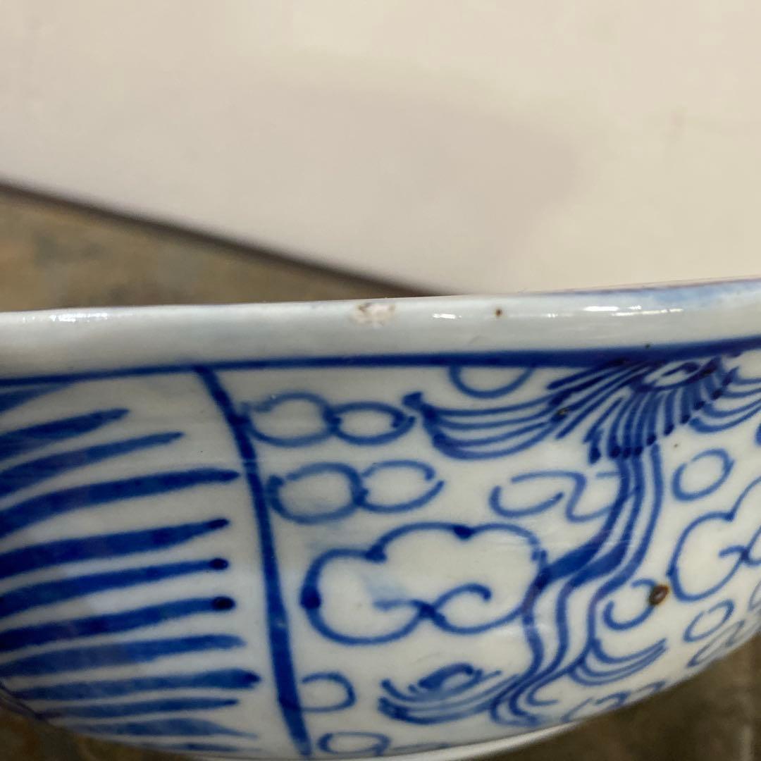 骨董　古伊万里　明治　ベロ丼　ベロ藍