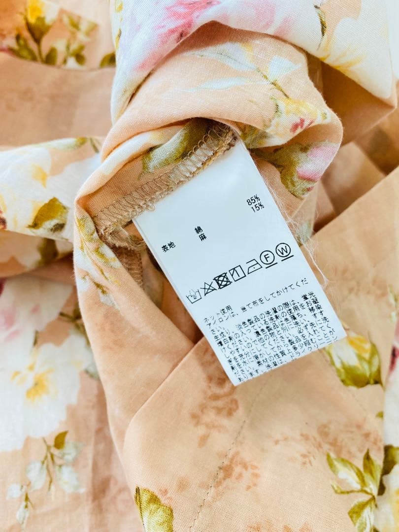インゲボルグ　リネン　ワンピース　サッシュベルト　綿ローン　ピコフリル　4 花