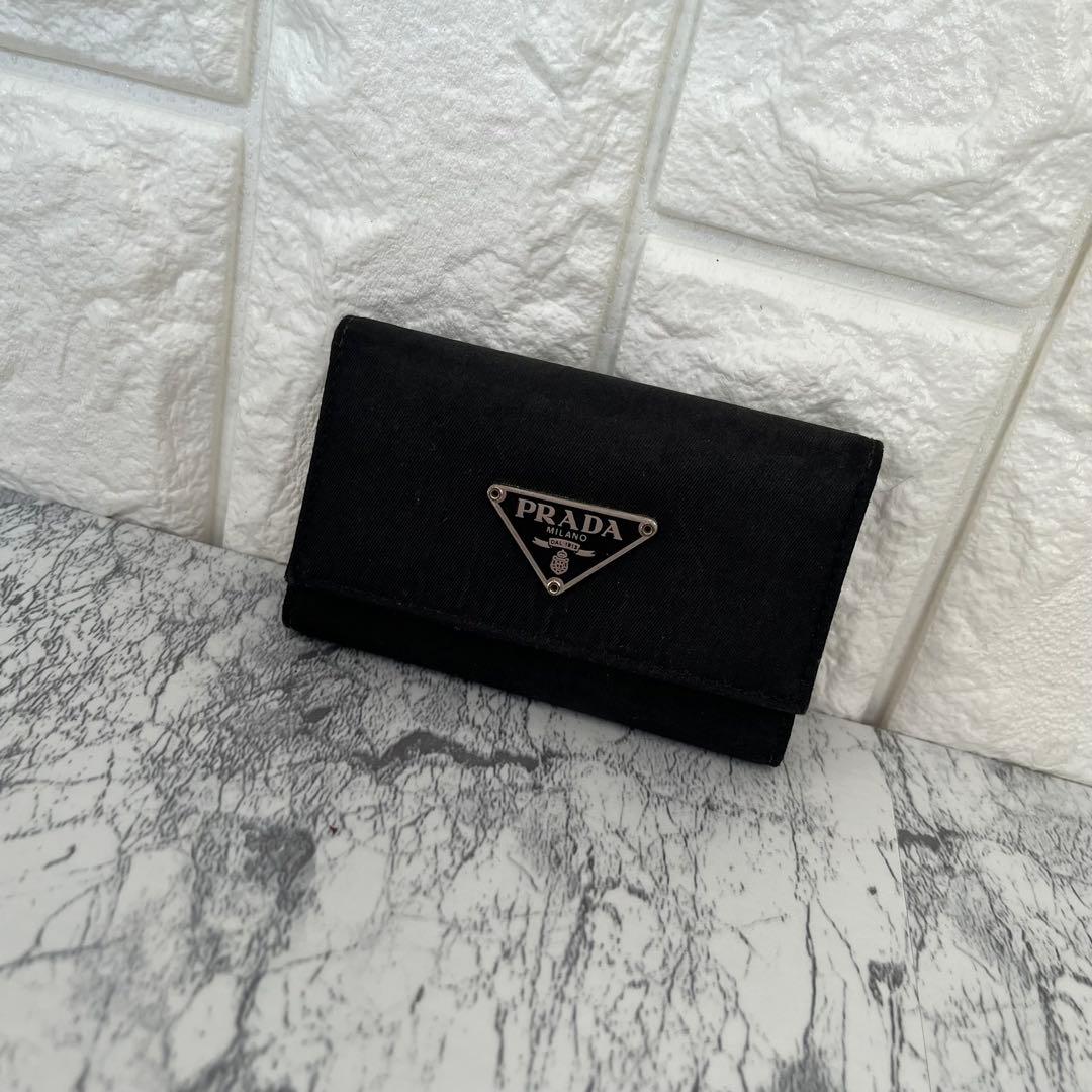 PRADA プラダ 三角プレート ナイロン×サフィアーノ 6連 キーケース