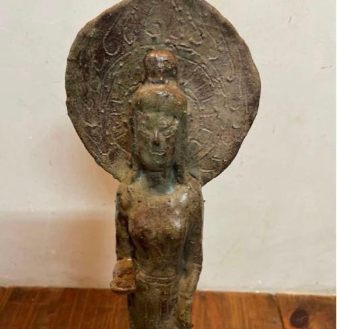 美品　陶芸　聖観音像　聖観世音菩薩　焼物　立像
