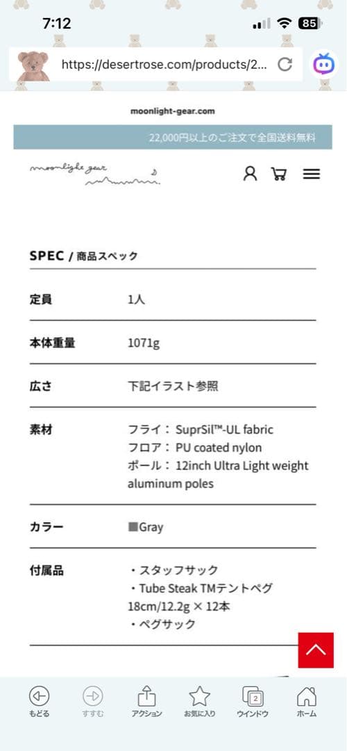 BIGSKY⭐︎ビッグスカイ インターナショナル ソウル テント　1P