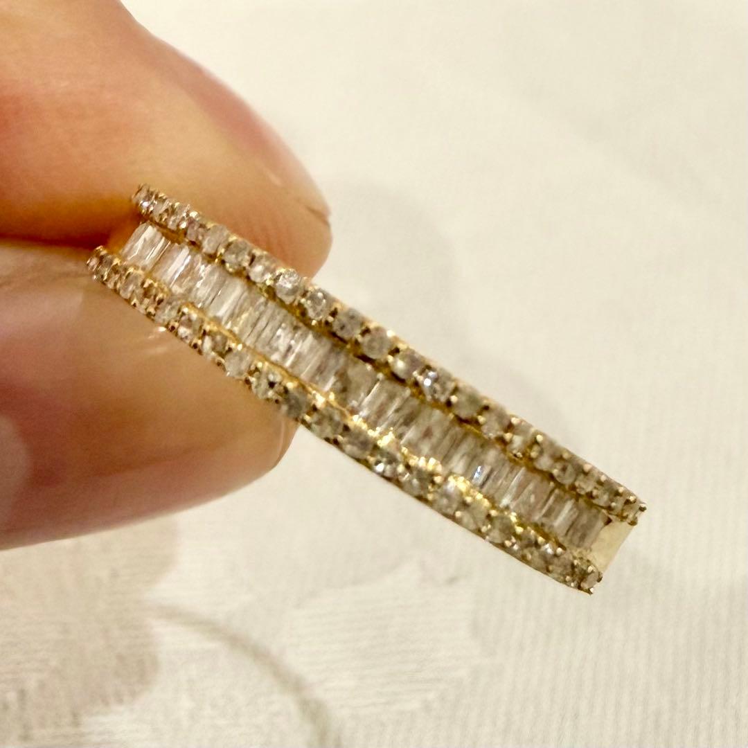 K18 ダイヤモンド 0.50ct テーパーカット デザインリング 19.5号