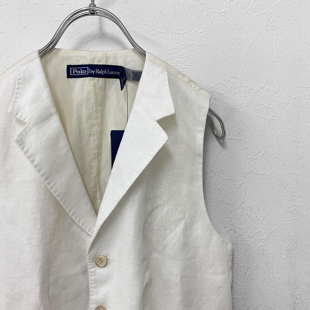 【新品】Ralph Lauren ラルフローレン ベスト ジレ リネン ホワイト