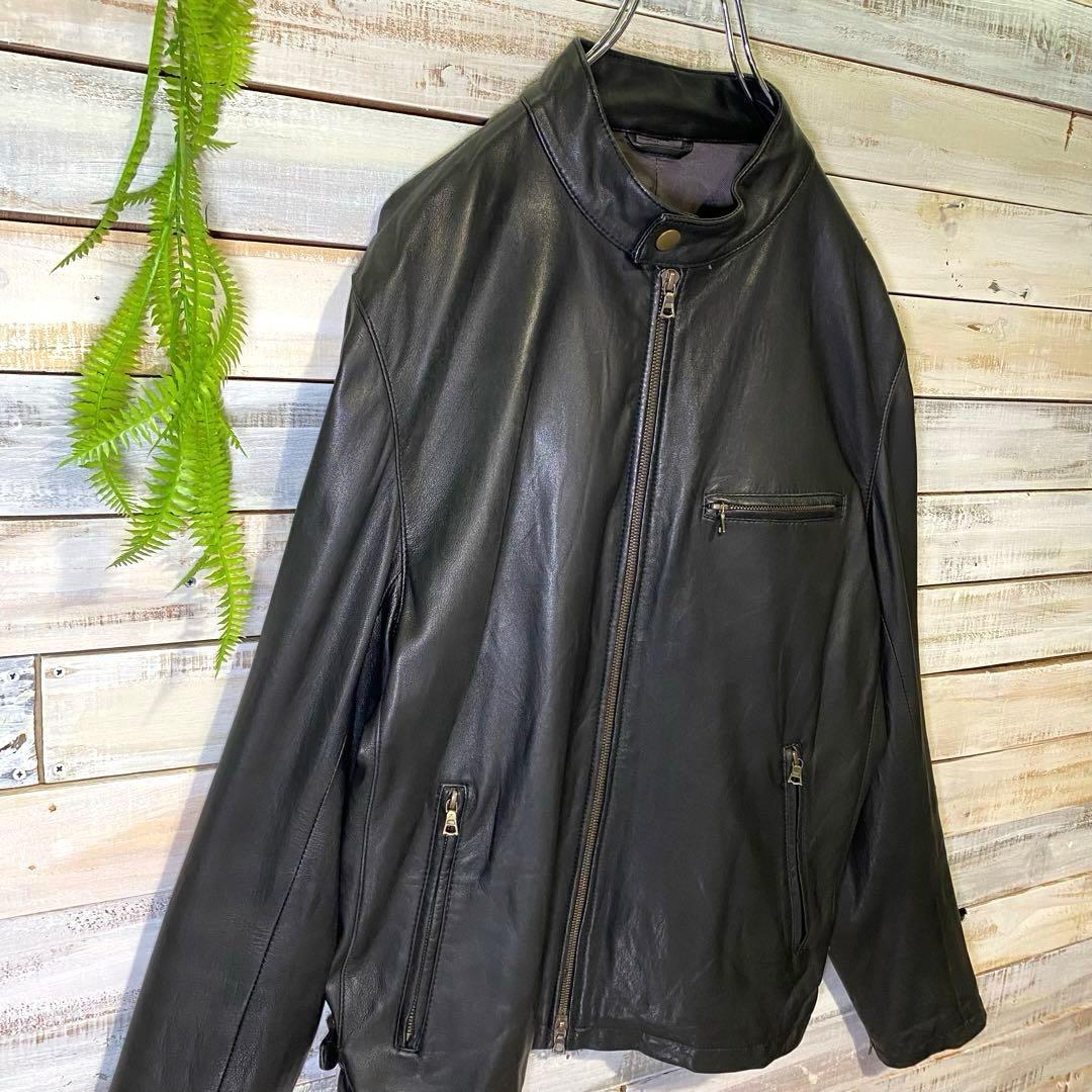 エディフィス シングルライダースジャケット レザー ブラック 羊 ラム Lサイズ