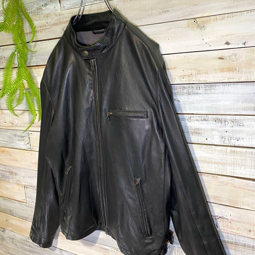 エディフィス シングルライダースジャケット レザー ブラック 羊 ラム Lサイズ