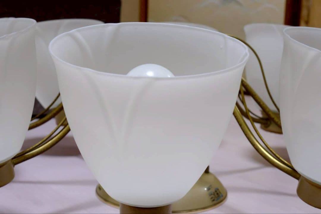 フロストガラス 8灯シャンデリア（引っ掛けタイプ）