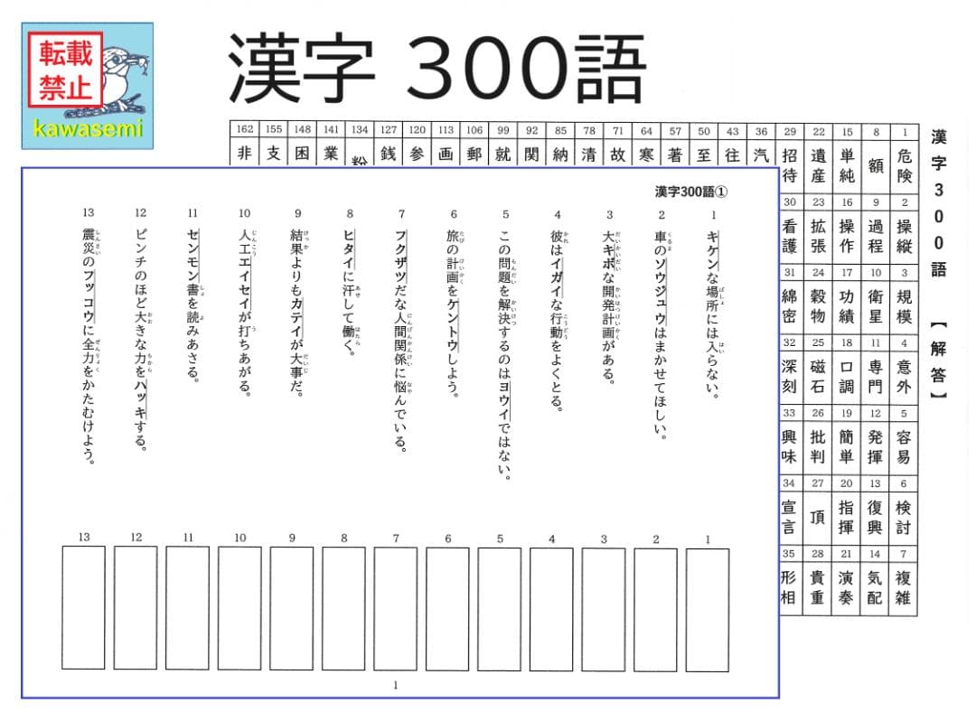 カット済【中学受験】国語 サーパス 漢字 暗記カード 練習帳 7点セットc