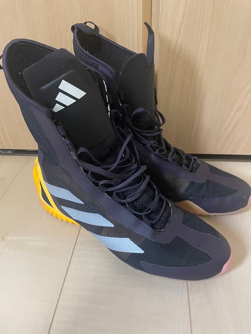 adidas ボクシングシューズ ハイカット 黒紫