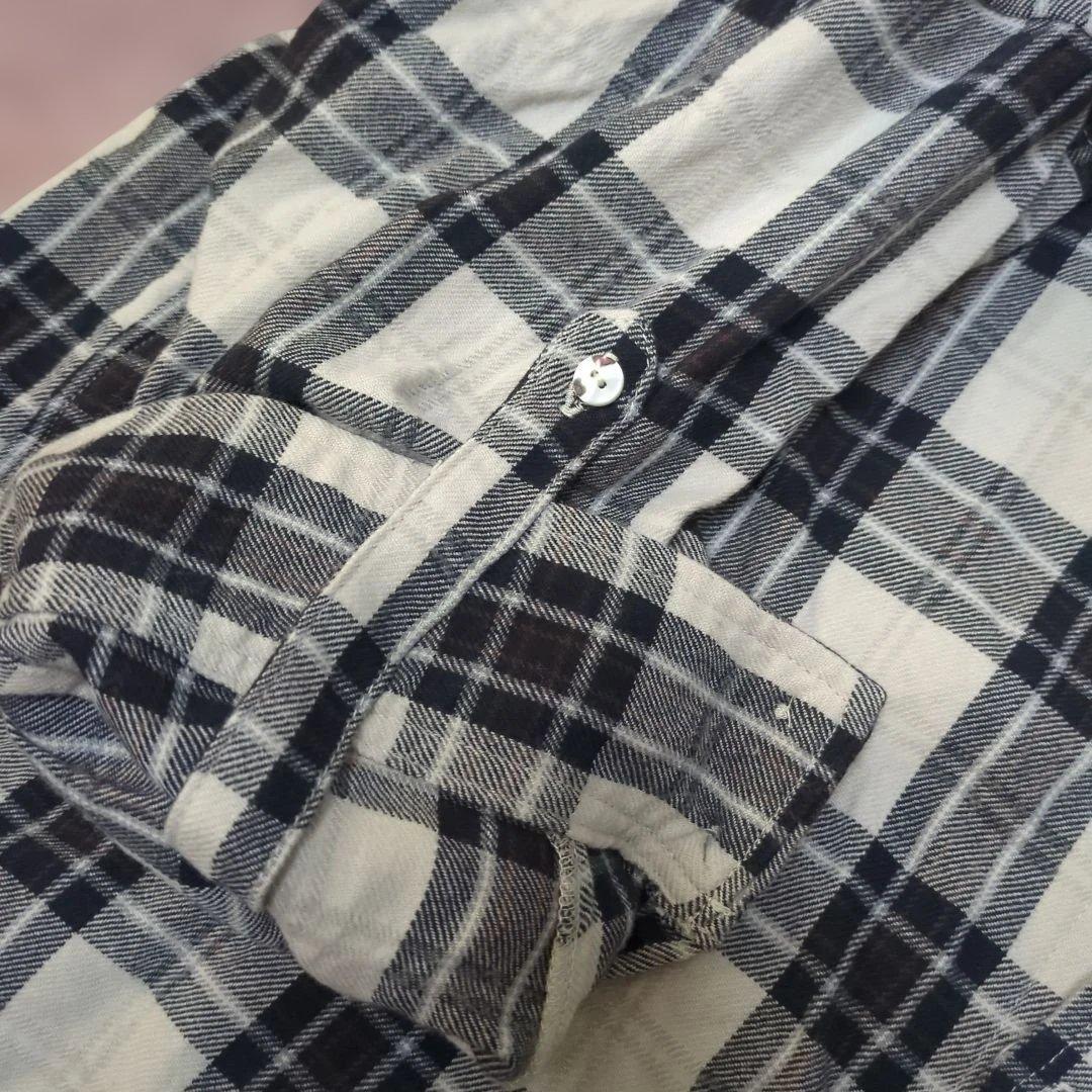 CLOTH&CROSS チェック　シャツ　ノーカラー　ハグオーワー