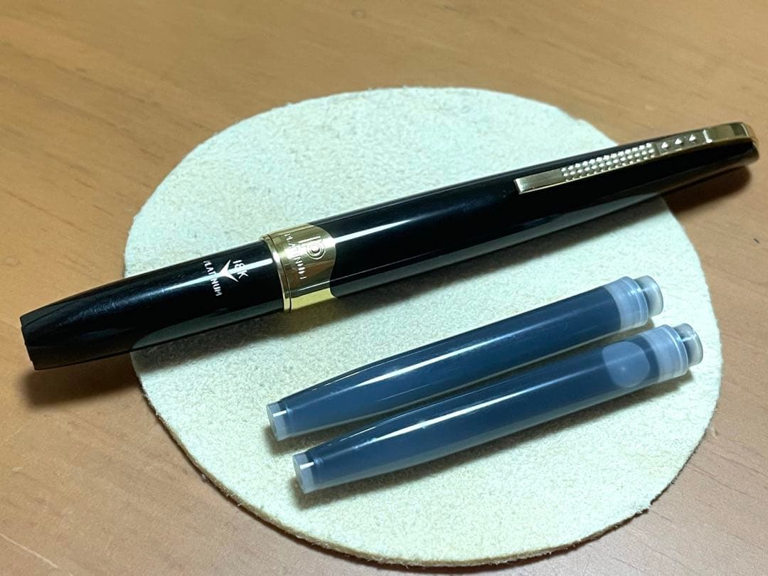 《訳あり・美品・希少》プラチナ万年筆 18K 細軟 ショート軸【カートリッジ付】