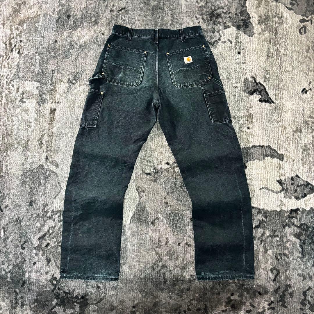 USA製 32×32 カーハート ダブルニー B01 BLK 墨黒 一点物