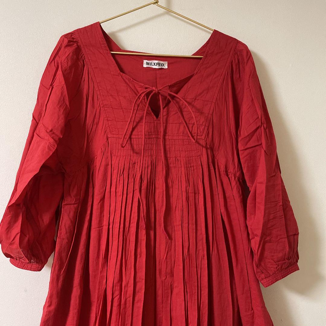 ミルクフェド★ロングワンピースSOLID PUFF SLEEVE DRESS