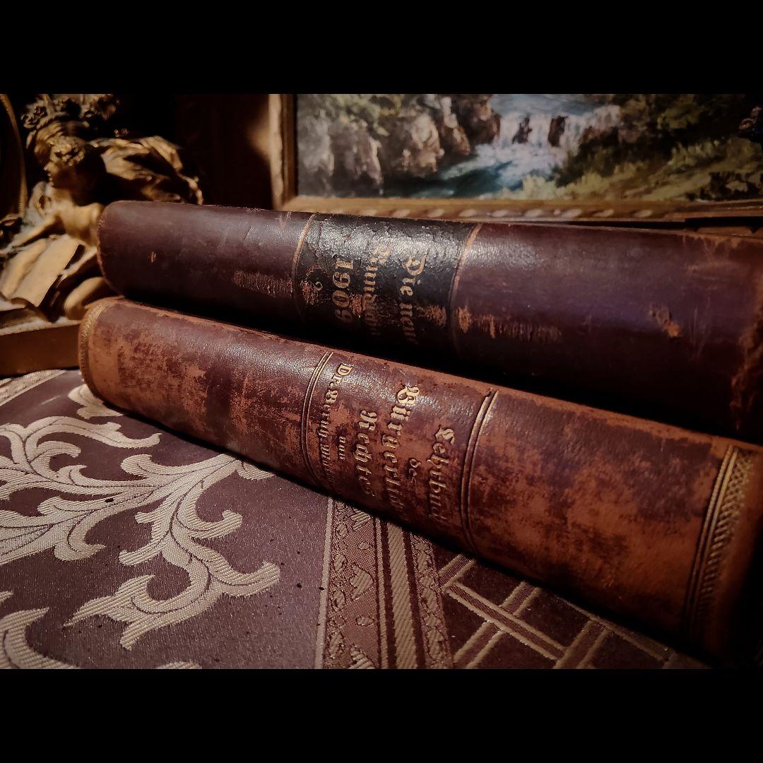 ⭐約１２０年前【ドイツ製の古い洋書】革製の高級感ある洋古書 ２冊