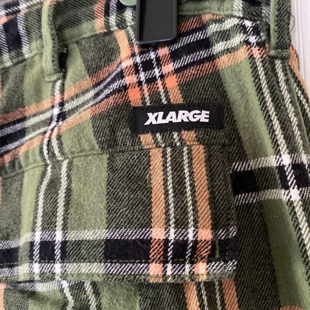 ⚫︎X-LARGE グリーン系チェック柄ワークパンツ　カーゴパンツ