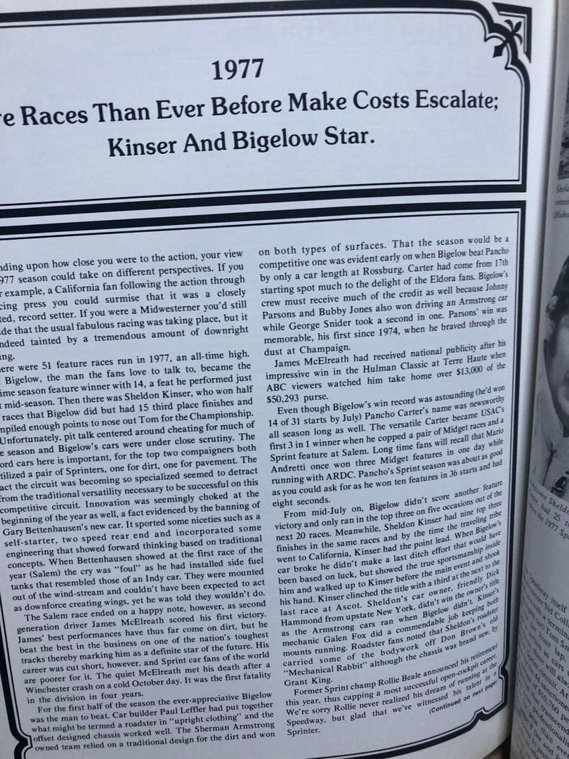 洋書 USAC Sprint History 1956-1980