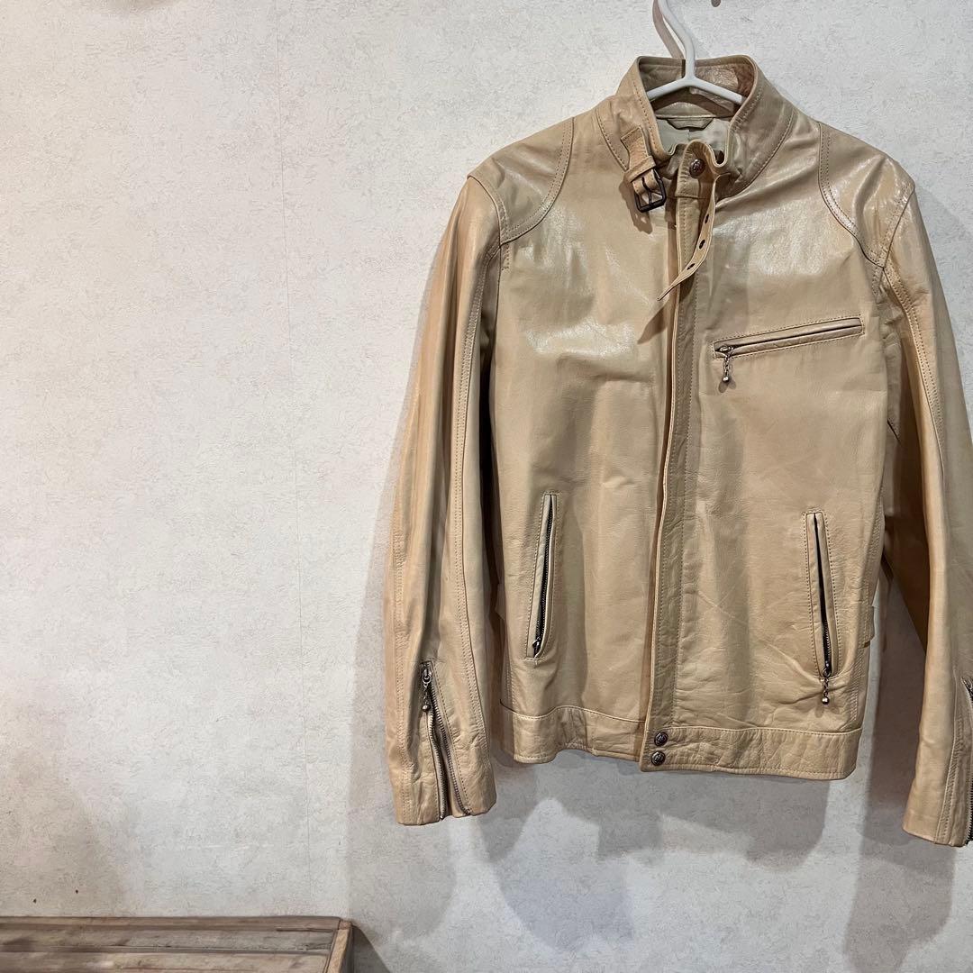 on board Lサイズ 牛革 レザージャケット　ベージュ　未使用　長期保管品