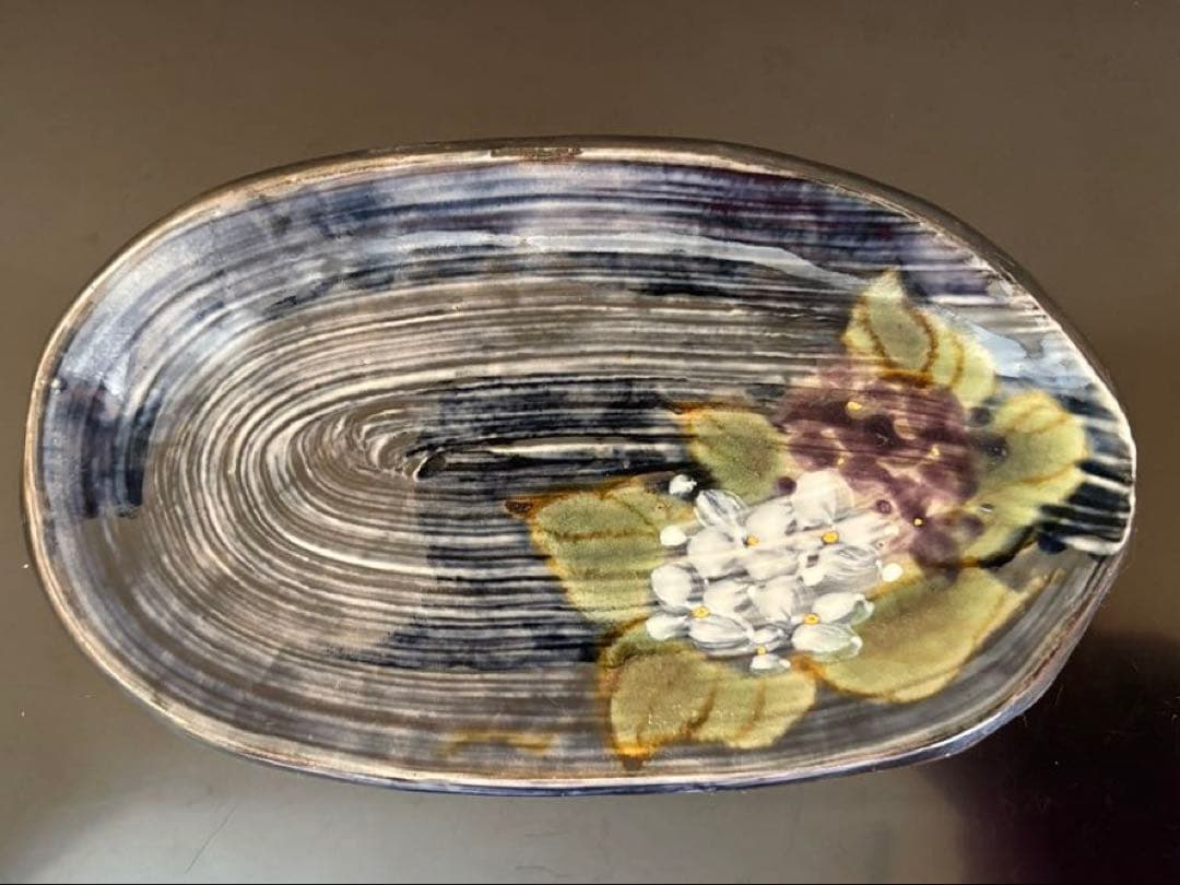 か*ん様 和食器 京焼 陶葊 土渕陶あん 楕円皿 貫入陶器 紫陽花 5枚セット