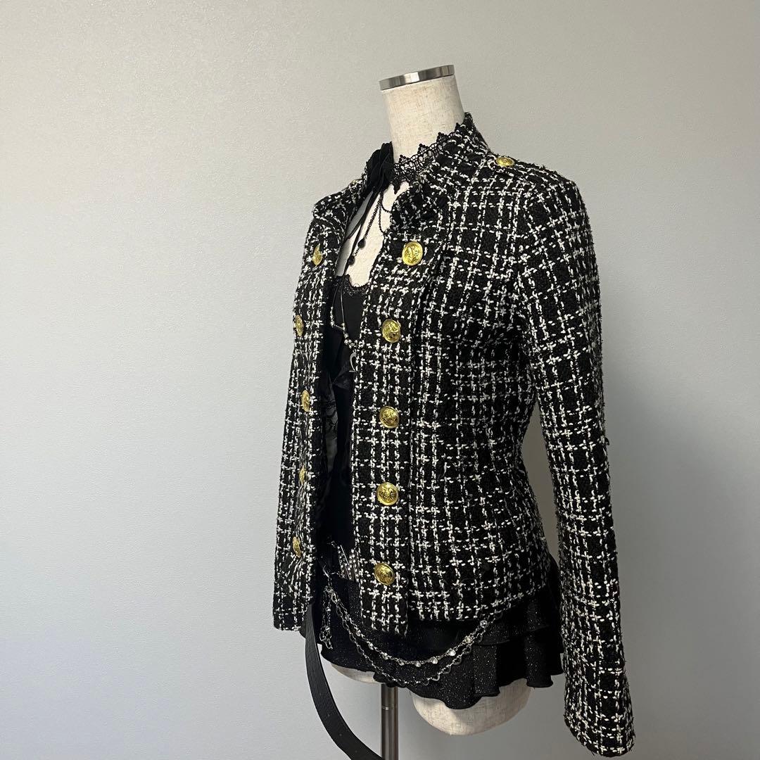 ナポレオン ジャケット ツイード ダークコア y2k 海外ガール ゴシック 軍服