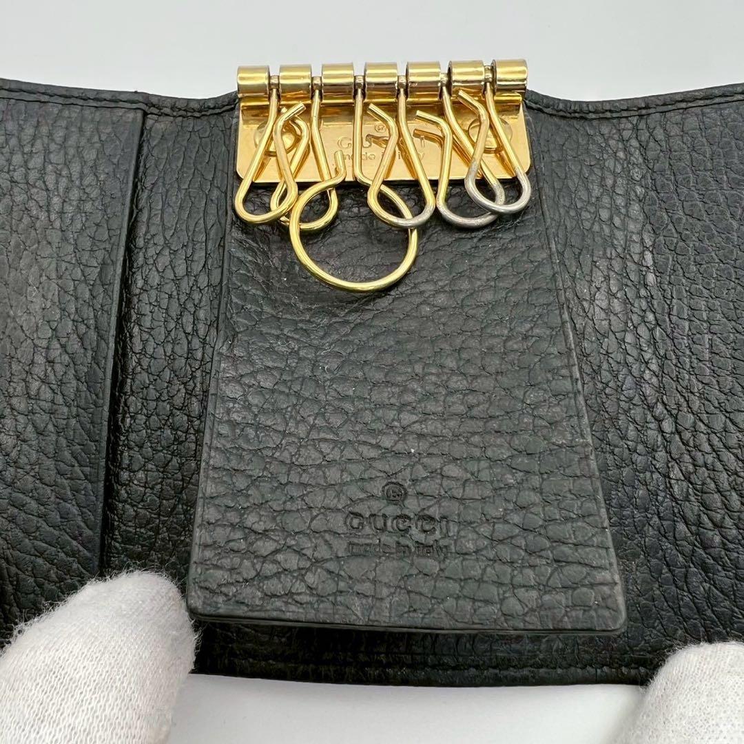 美品　グッチ　キーケース　GGマーモント　レザー　ブラック　GUCCI 箱付き