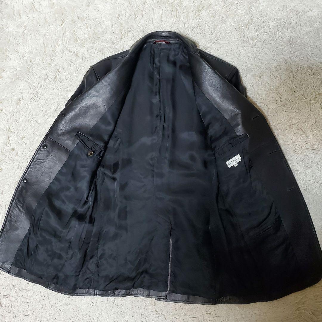 美品 Paul Smith ラムレザーテーラードジャケット L ブラック 本革