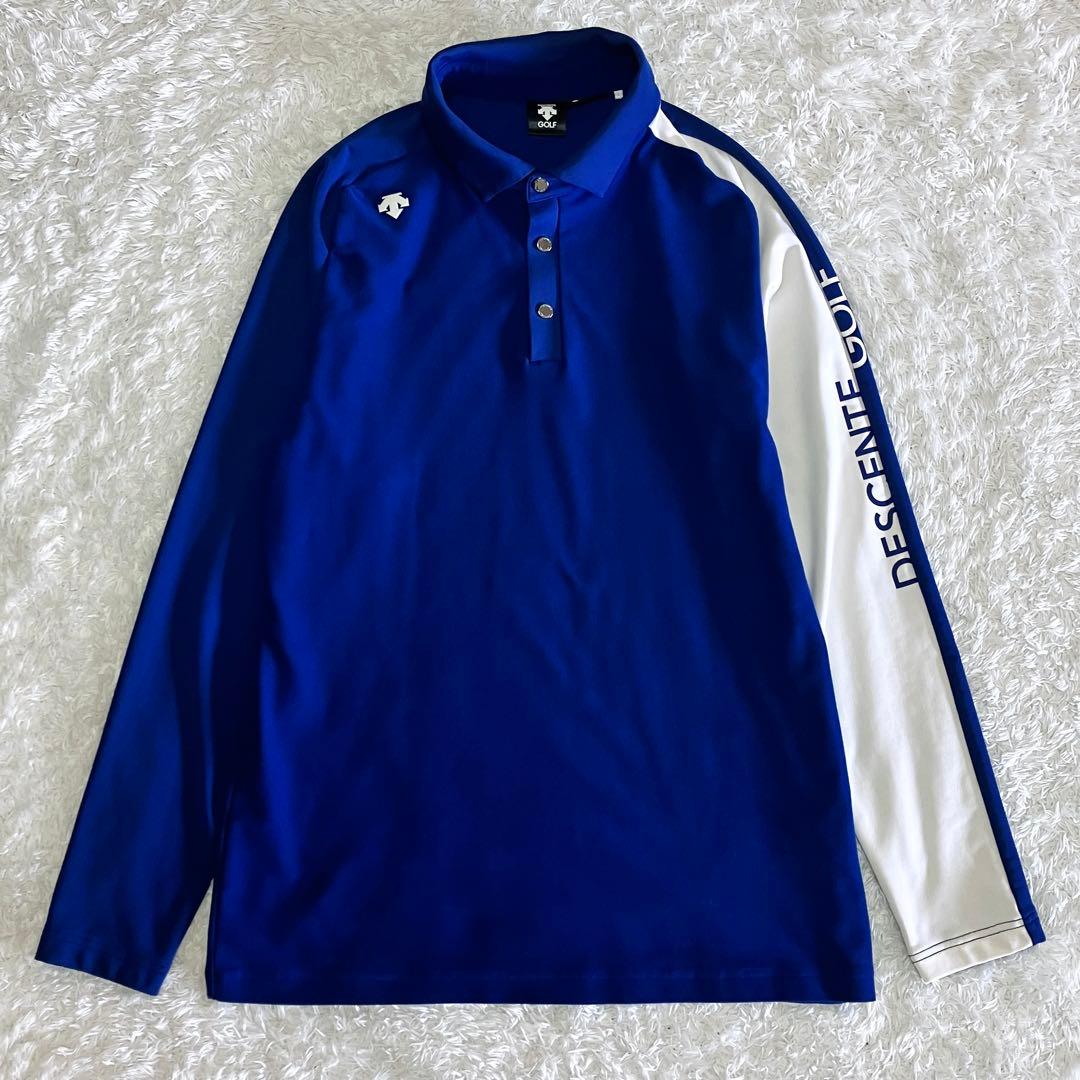 極美品 デサントゴルフ セットアップ ジャケット ポロシャツ ネイビー XL