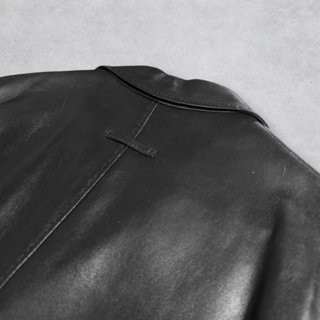 GAULTIER HOMME objet レザーテーラードジャケット 黒