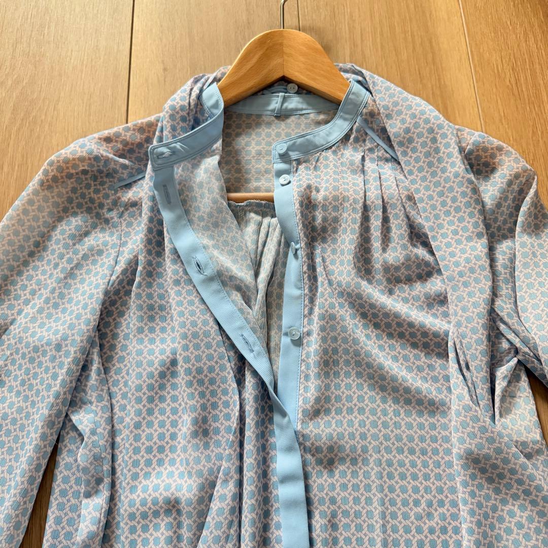 美品✨アナイ　サークルローププリント ボウタイブラウス 2WAY シフォン　38