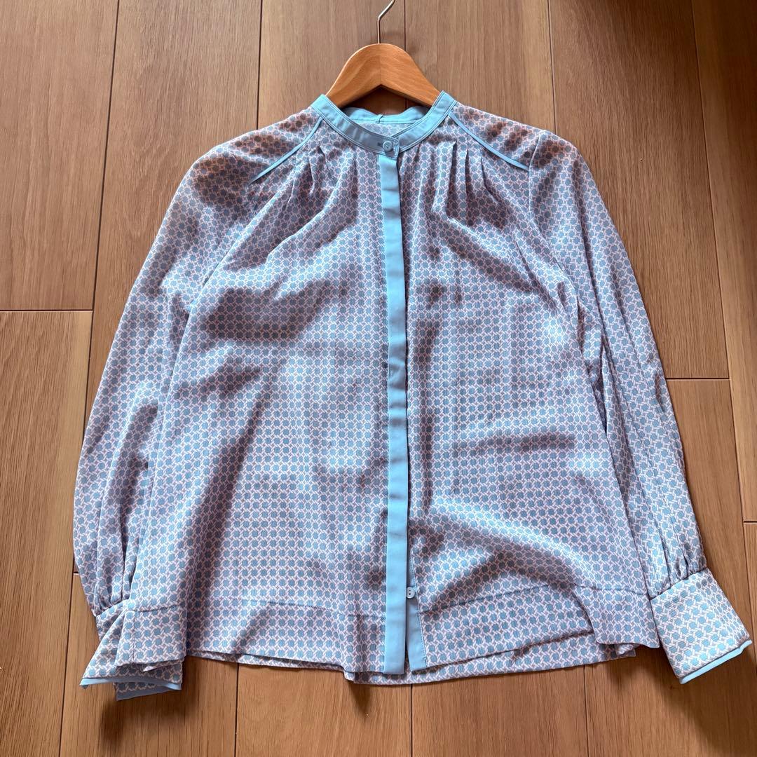 美品✨アナイ　サークルローププリント ボウタイブラウス 2WAY シフォン　38