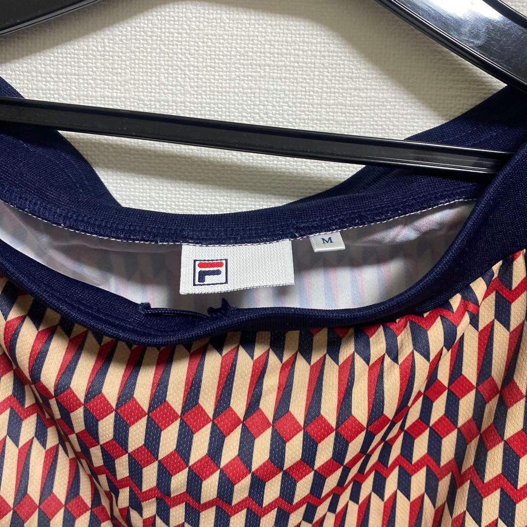 FILA テニス　上下セット　レディース　テニスウェア　XL M 赤　柄