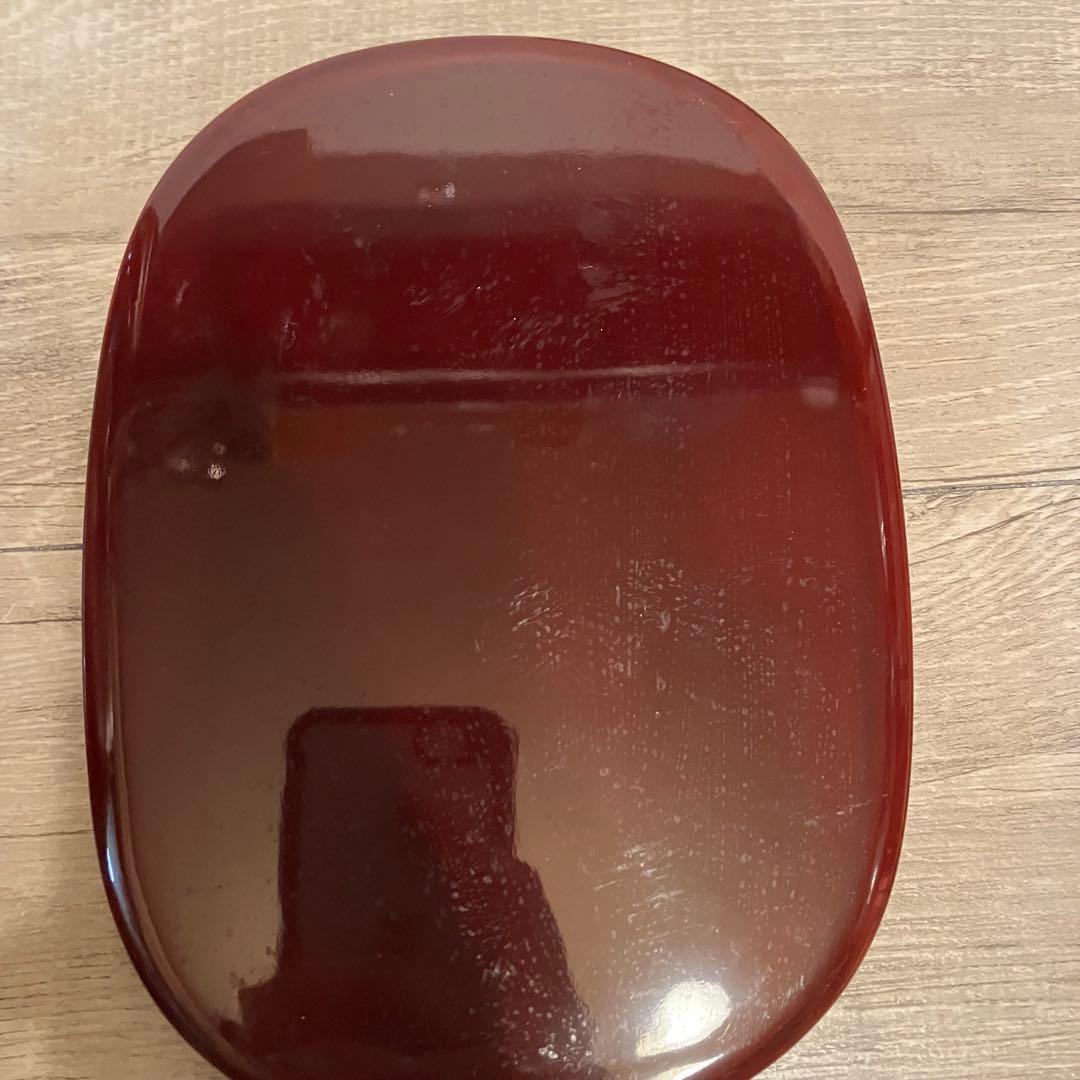 E-1 【味わい深い】漆器 小物入れ 溜塗り オーバル型 弁当箱 木箱付き