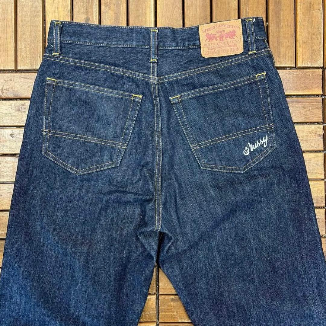 美品 Stussy ステューシー デニムパンツ ロゴ刺繍