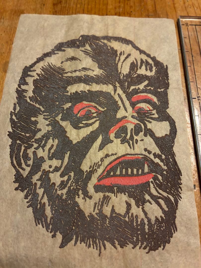 ビンテージ50s ユニバーサルモンスター　ウルフマン　転写紙　山田蓮　ホラー