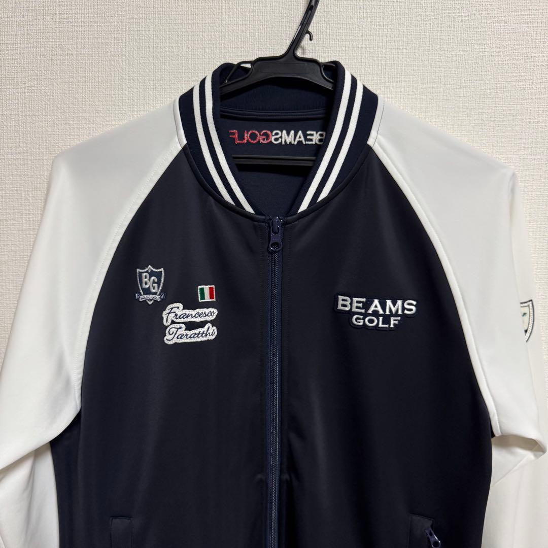 BEAMSGOLFビームスゴルフ　ブルゾン　ネイビー　ホワイト　メンズ　M
