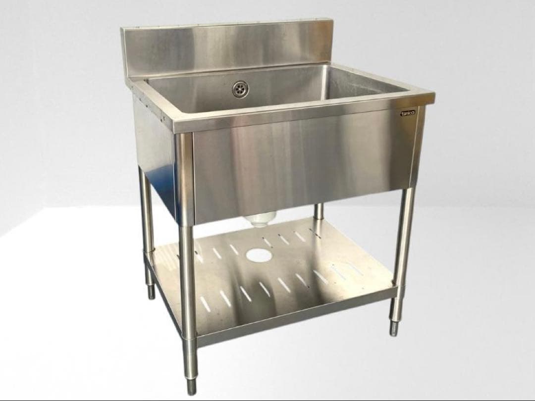 タニコー 業務用ステンレス製1槽式シンク バックガード付 H95×75×60cm