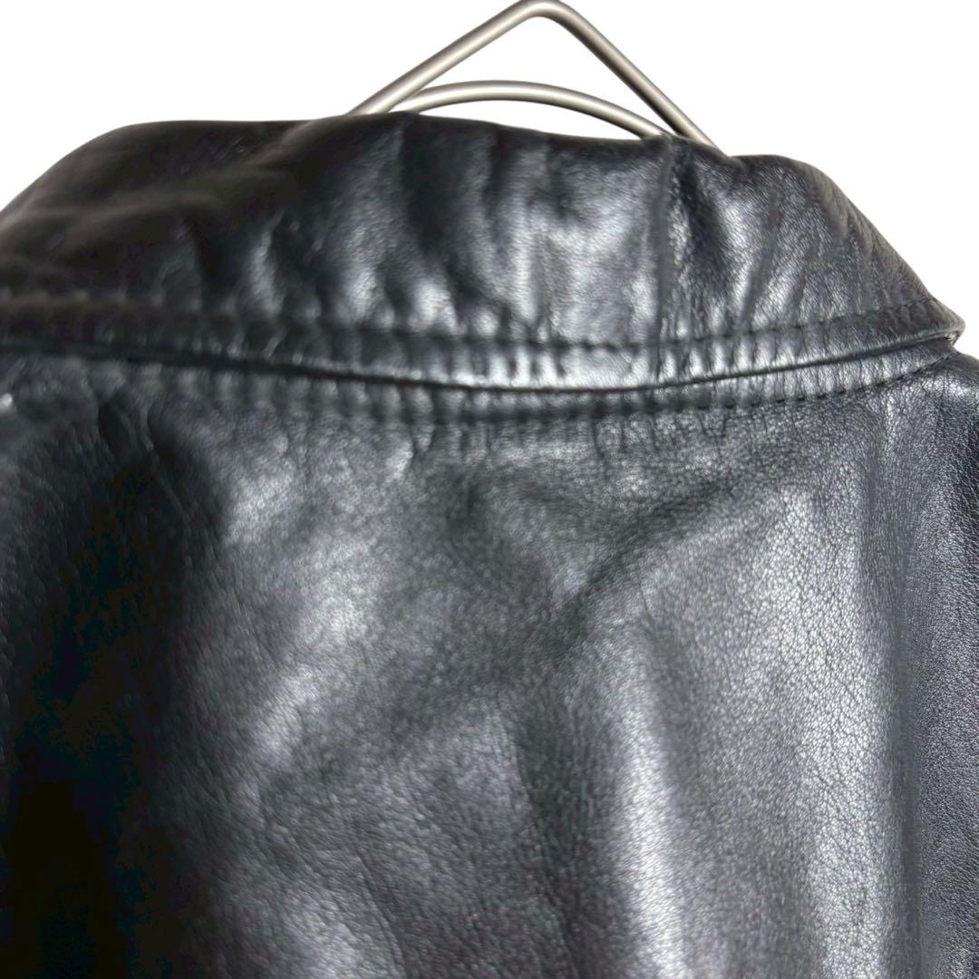レザージャケット　ブルゾン　短丈　牛革　カウレザー　本革　ヴィンテージ　黒　XL
