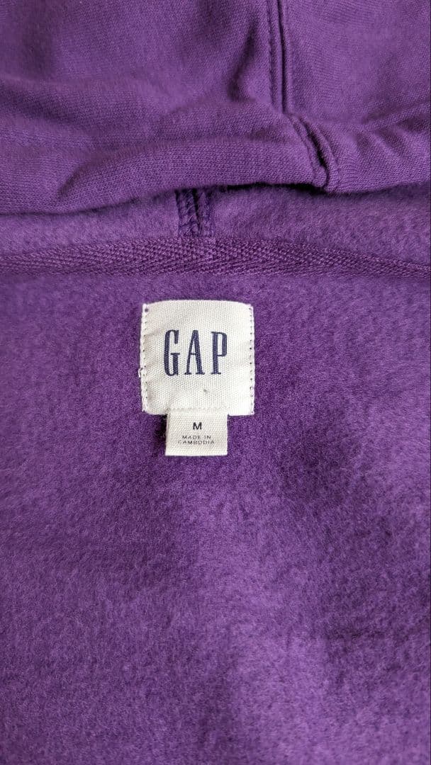【試着のみ】GAP ロゴ ジップアップ パーカー パープル Mサイズ