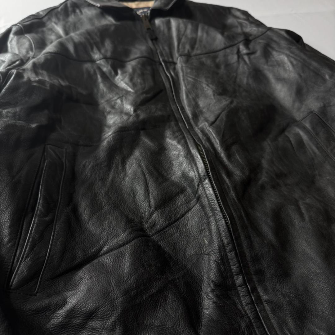 90s DOCKERS ドッカーズ 本革 レザージャケット 黒 ブラック 古着